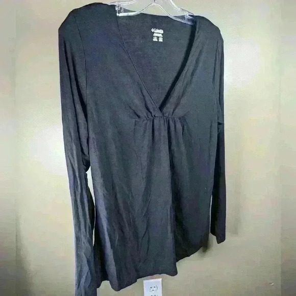 Columbia Super Soft Black Modal V-Neck Long Sleeve Lounge Wear Top - Size Medium - Picture 4 of 8